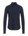 Fedeli Man Shirt Midnight Blue Size 40 Cotton In Navy Blue