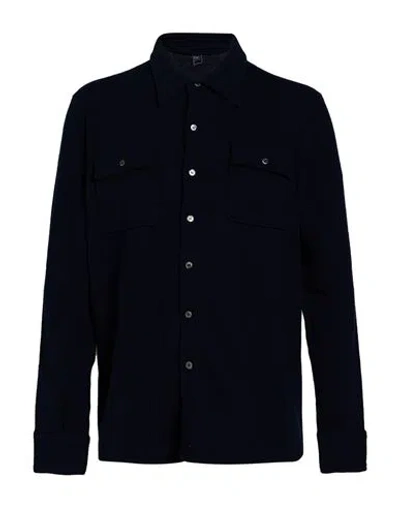 Fedeli Man Shirt Midnight Blue Size 46 Cashmere