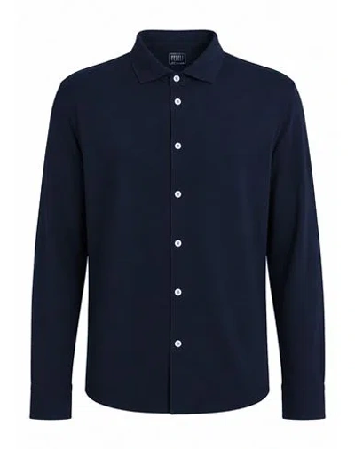 Fedeli Man Shirt Midnight Blue Size 46 Cotton