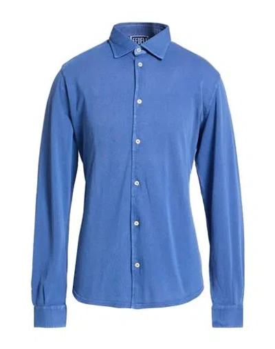 Fedeli Man Shirt Midnight Blue Size 48 Cotton