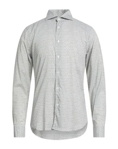 Fedeli Man Shirt Military Green Size 15 ¾ Cotton, Elastane In Animal Print