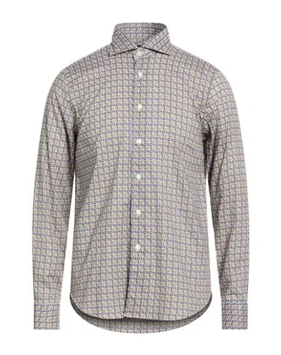 Fedeli Man Shirt Military Green Size 16 ½ Cotton, Elastane In Gray