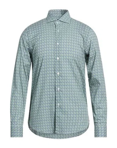 Fedeli Man Shirt Military Green Size 16 Cotton, Elastane
