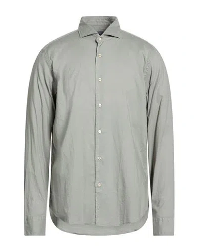 Fedeli Man Shirt Military Green Size 17 ½ Cotton, Elastane In Gray
