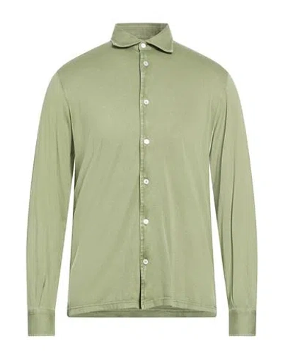 Fedeli Man Shirt Military Green Size 40 Organic Cotton