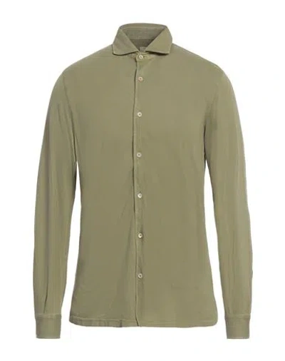 Fedeli Man Shirt Military Green Size 40 Cotton