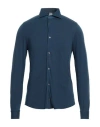 Fedeli Man Shirt Navy Blue Size 40 Cotton