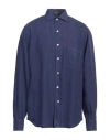 Fedeli Man Shirt Navy Blue Size 17 Linen