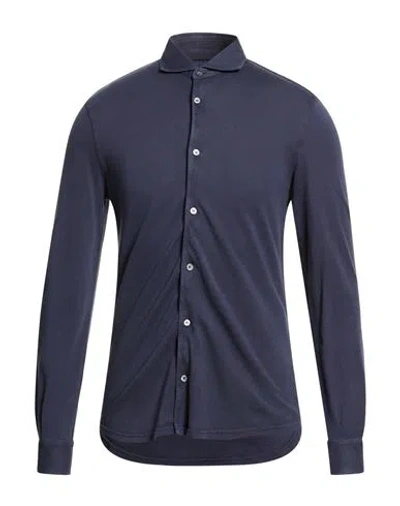 Fedeli Man Shirt Navy Size 44 Cotton In Blue