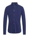 Fedeli Man Shirt Navy Size 44 Organic Cotton In Blue