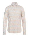 Fedeli Man Shirt Orange Size 17 ½ Cotton, Elastane In Multi