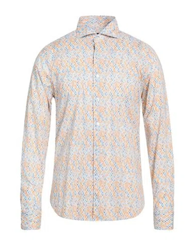 Fedeli Man Shirt Orange Size 17 ½ Cotton, Elastane In Multi