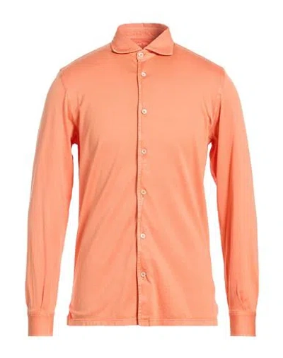 Fedeli Man Shirt Orange Size 40 Organic Cotton