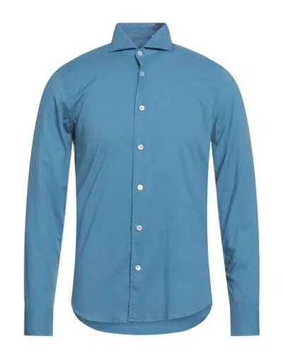 Fedeli Man Shirt Pastel Blue Size 15 ½ Cotton, Elastane