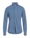 Fedeli Man Shirt Pastel Blue Size 40 Cotton In Blue