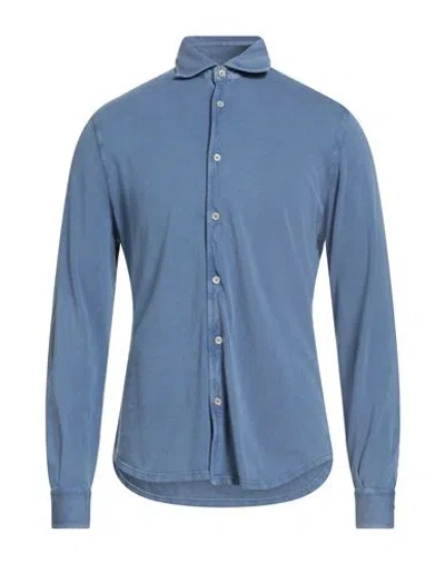 Fedeli Man Shirt Pastel Blue Size 40 Cotton