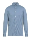 Fedeli Man Shirt Pastel Blue Size 40 Cotton