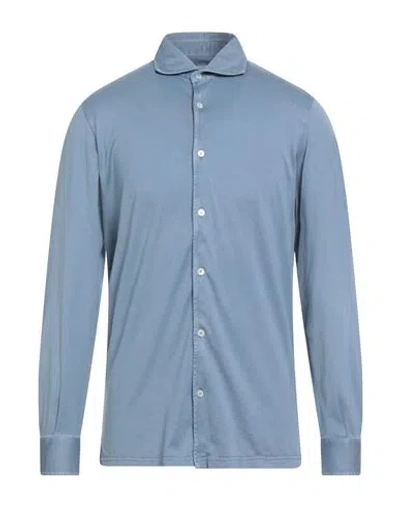 Fedeli Man Shirt Pastel Blue Size 40 Cotton