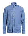 Fedeli Man Shirt Pastel Blue Size 40 Linen In Blue