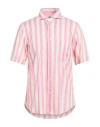 Fedeli Man Shirt Pink Size 16 Cotton, Elastane