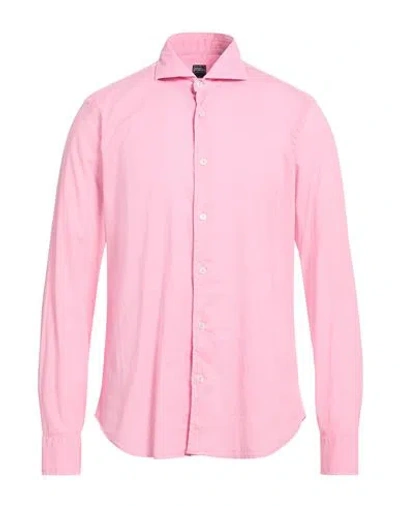 Fedeli Man Shirt Pink Size 16 ½ Cotton, Elastane
