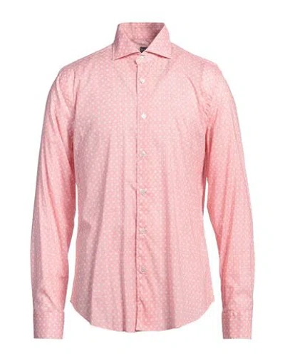 Fedeli Man Shirt Pink Size 16 ½ Cotton, Elastane