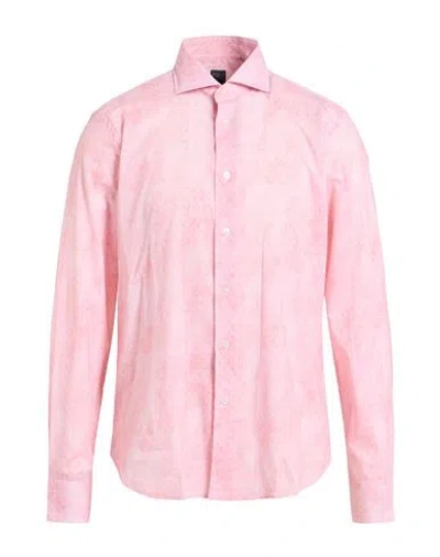 Fedeli Man Shirt Pink Size 17 Cotton, Elastane