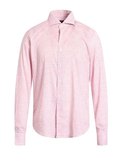 Fedeli Man Shirt Pink Size 17 Cotton, Elastane