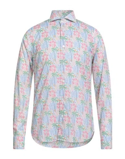 Fedeli Man Shirt Pink Size 17 Cotton, Elastane