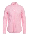 Fedeli Man Shirt Pink Size 17 Cotton, Elastane