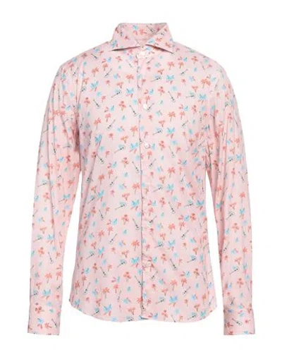 Fedeli Man Shirt Pink Size 17 ½ Cotton, Elastane