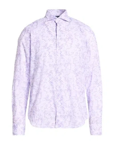 Fedeli Man Shirt Purple Size 17 Cotton, Elastane