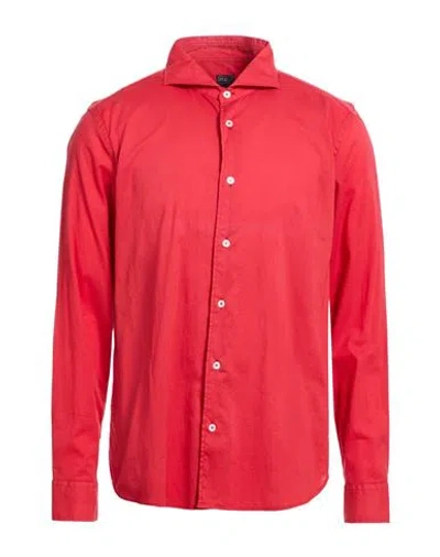 Fedeli Man Shirt Red Size 16 ½ Cotton, Elastane
