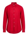 Fedeli Man Shirt Red Size 16 ½ Linen
