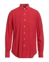 Fedeli Man Shirt Brick Red Size 17 Linen In Red