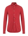 Fedeli Man Shirt Tomato Red Size 52 Cotton In Red
