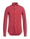 Fedeli Man Shirt Tomato Red Size 52 Cotton In Red