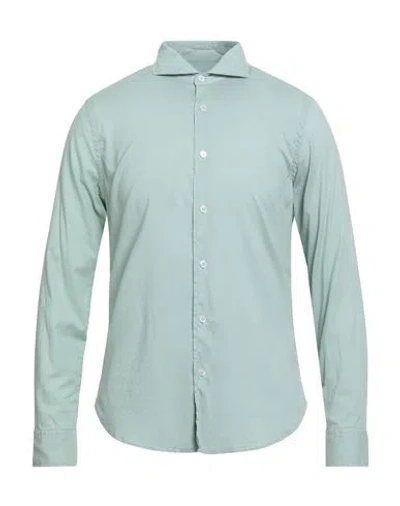 Fedeli Man Shirt Sage Green Size 16 Cotton, Elastane