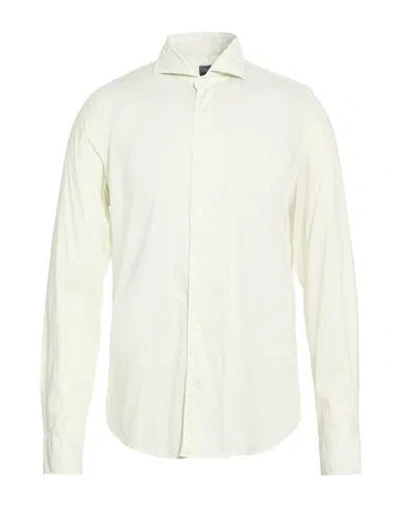 Fedeli Man Shirt Sage Green Size 16 Cotton, Elastane In White