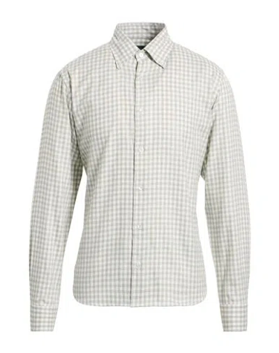 Fedeli Man Shirt Sage Green Size 16 Cotton In Gray