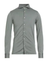 Fedeli Man Shirt Sage Green Size 36 Cotton In Green
