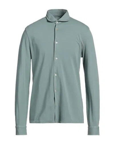Fedeli Man Shirt Sage Green Size 50 Cotton