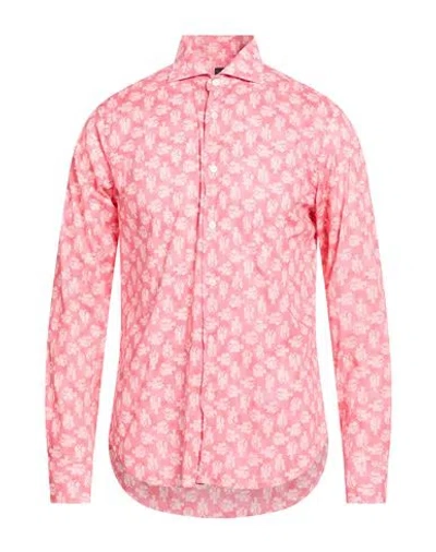 Fedeli Man Shirt Salmon Pink Size 17 ½ Cotton, Elastane