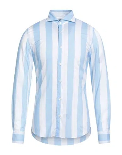 Fedeli Man Shirt Sky Blue Size 15 ¾ Cotton, Elastane