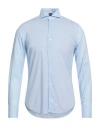 Fedeli Man Shirt Sky Blue Size 15 ¾ Cotton, Elastane