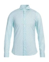 Fedeli Man Shirt Sky Blue Size 15 ½ Cotton, Elastane
