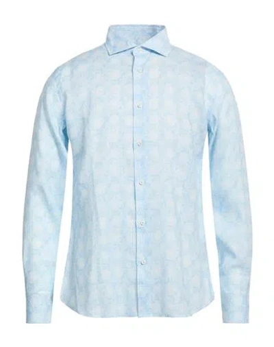 Fedeli Man Shirt Sky Blue Size 15 ¾ Linen