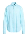 Fedeli Man Shirt Sky Blue Size 16 ½ Cotton, Elastane