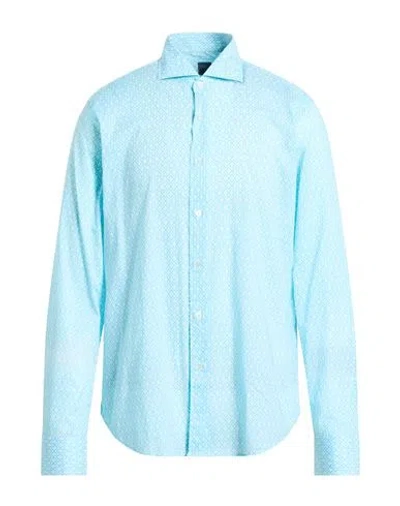 Fedeli Man Shirt Sky Blue Size 16 ½ Cotton, Elastane