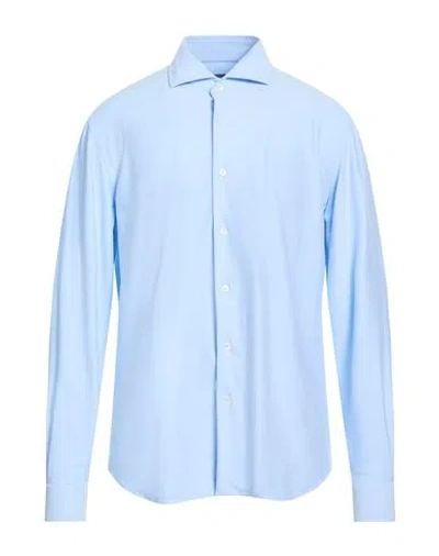 Fedeli Man Shirt Sky Blue Size 16 ½ Cotton, Nylon, Elastane